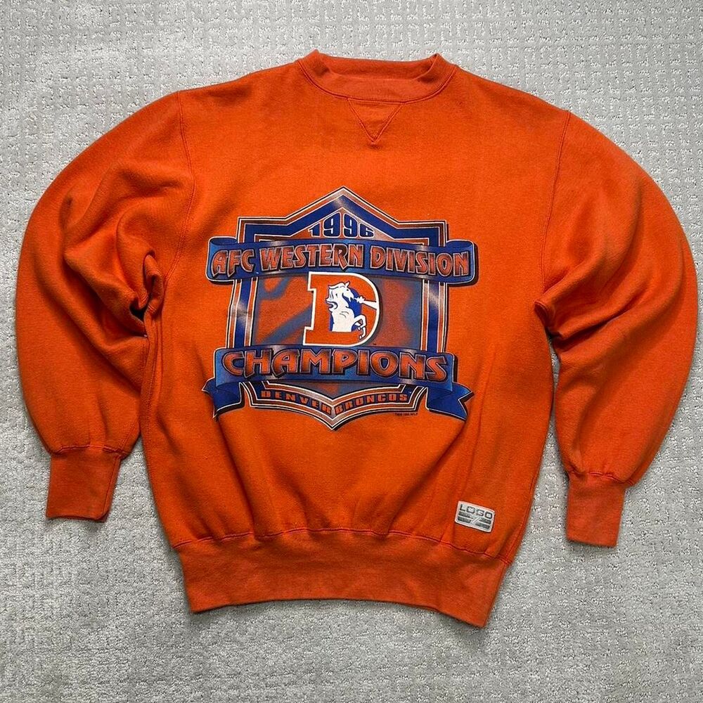 Orange Denver Broncos 1998 AFC Western Division Champions crewneck
